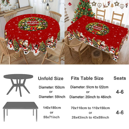Thick Tablecloth Santa Claus Wreath Pattern Table Cover