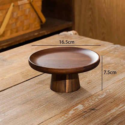 Acacia Wood Pedestal Cake Stand Dessert Display Platter