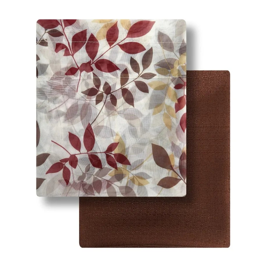 Curtain and Sheers Set 4 Panels Brown 27.5" W x 84 L