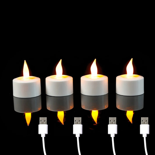 LED Candles with USB Charge, Flameless Decorative Rechargeable Tea Lights
