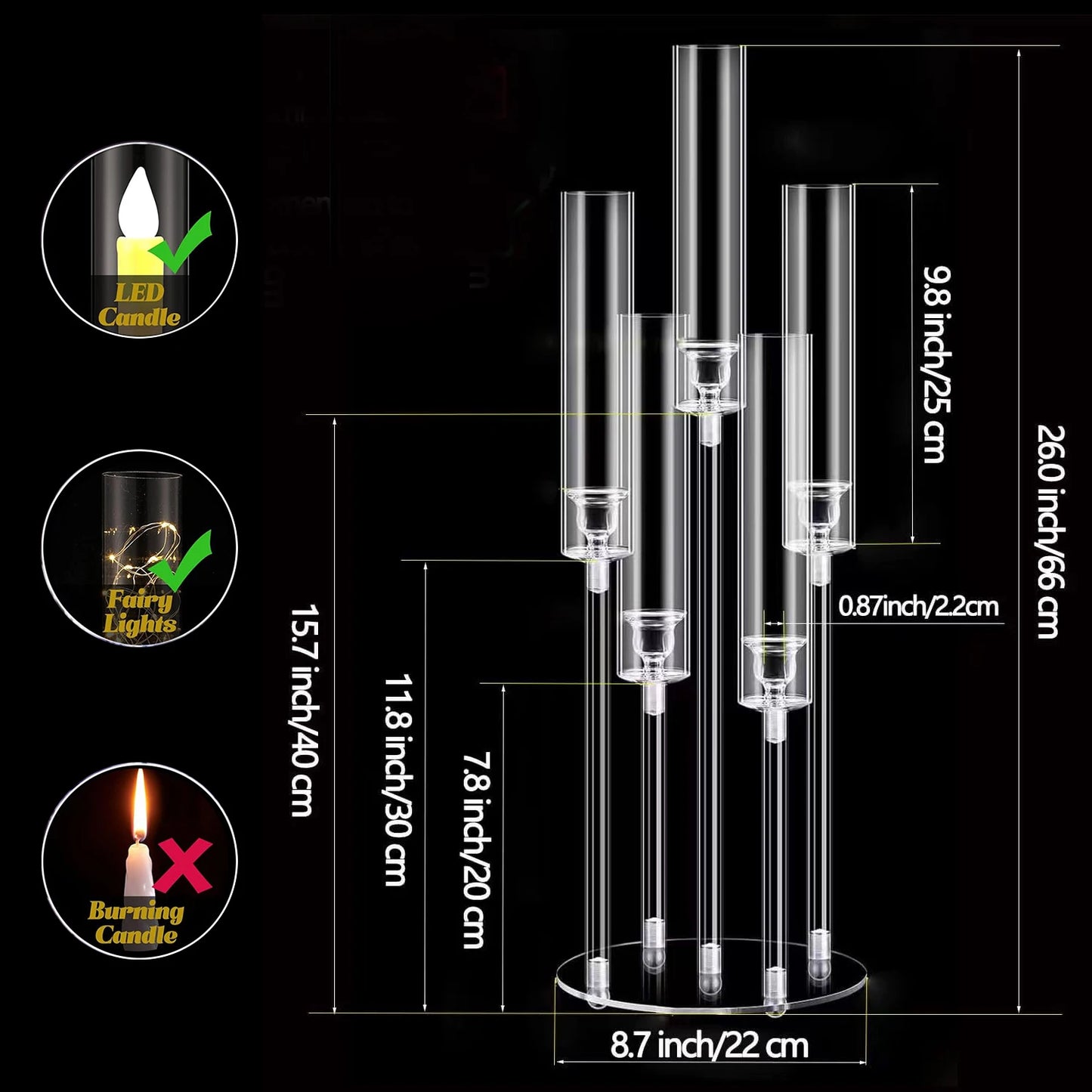 2/4/6/8/10pcs Acrylic Candelabra Centerpieces Clear Candle Holder Acrylic Shade