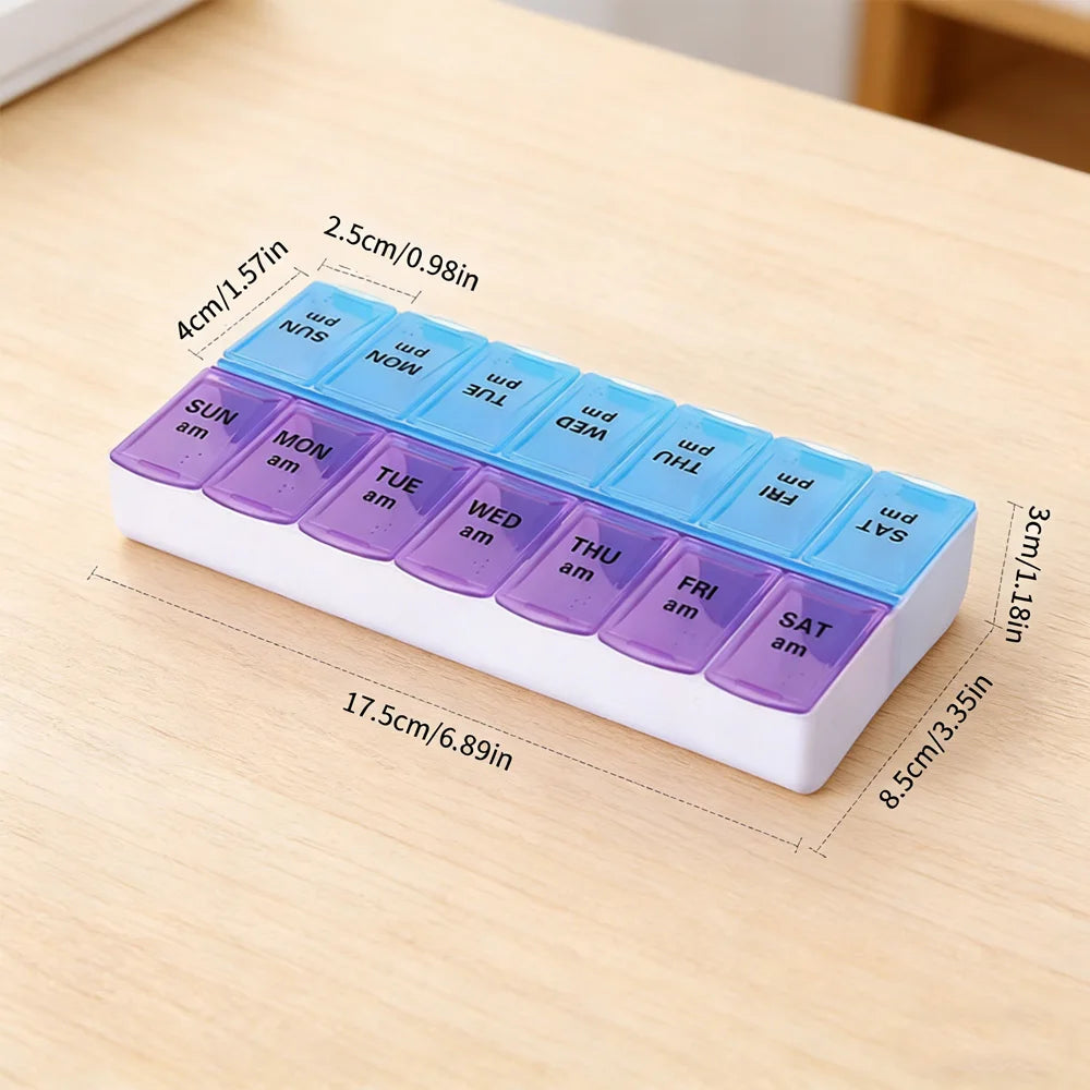 14 Compartments Independent Pill Case Portable Medicine