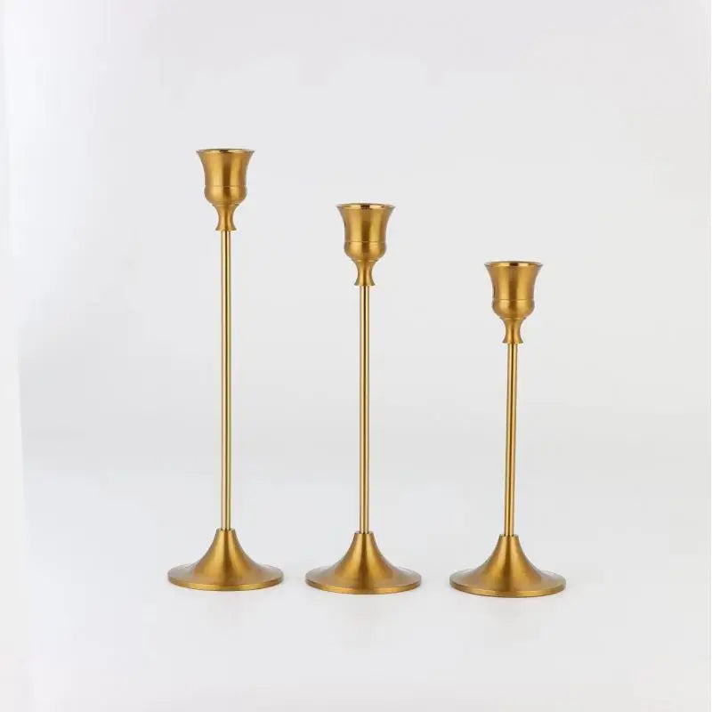 Vintage Elegant Metal And Aluminum Set Of 3 Tabletop Candle Holders