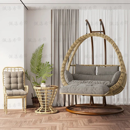 Hanging basket rattan courtyard double swing lazy chair