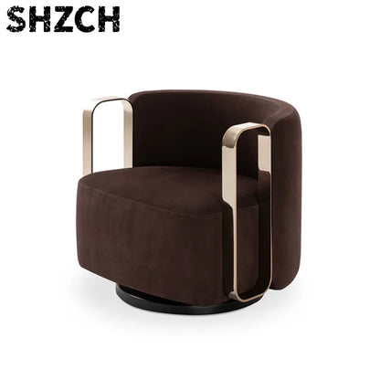 Custom Italian Design Light Luxury Brown Cafe Leisure Chair