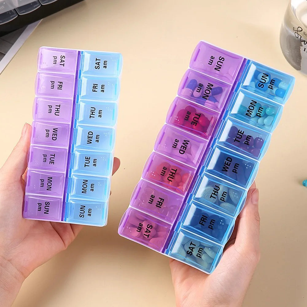 14 Compartments Independent Pill Case Portable Medicine