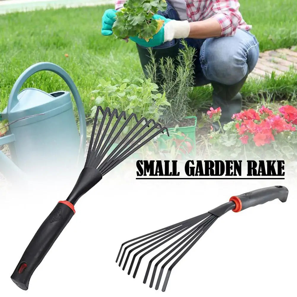 Garden Leaf Rake Hay Deciduous Farming Rake 9 Tooth Small Garden Rake Gardening