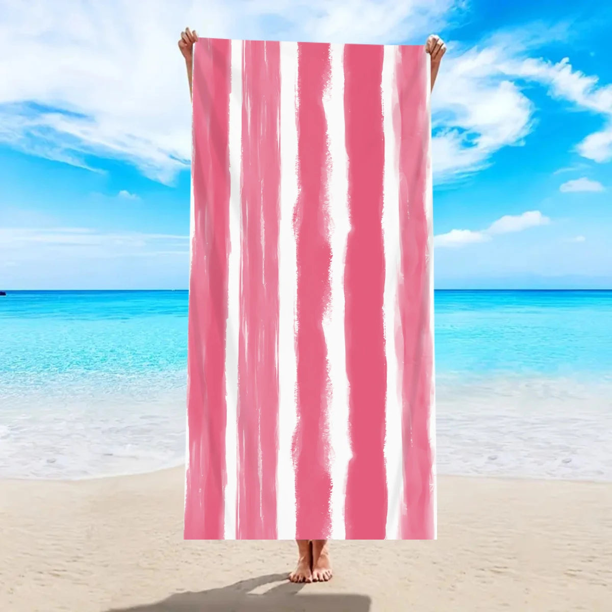 1pc fashionable colorful striped large beach towel, quick drying absorbent swimming beach towel,