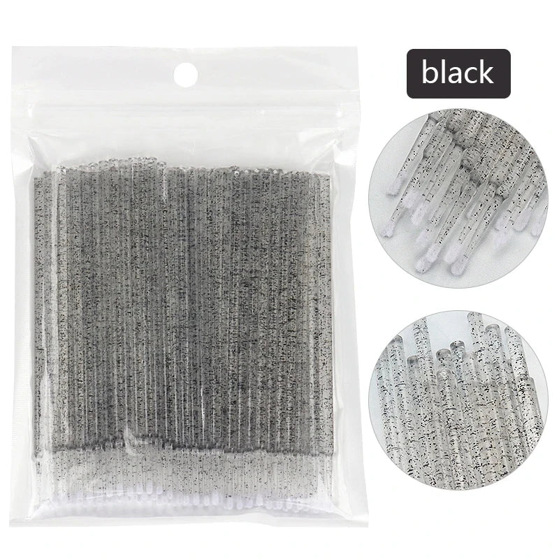 100Pcs Eyelash Cleaning Brush Lash Extension Micro Cotton Swab Individual Eyelashes