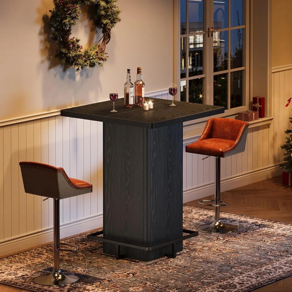 Bar Table, 39.37" High Square Pub Table for Small Bars.
