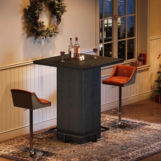 Bar Table, 39.37" High Square Pub Table for Small Bars.