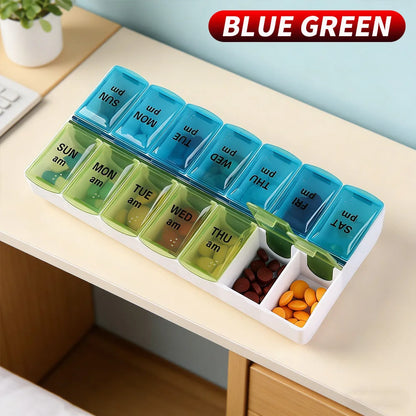 14 Compartments Independent Pill Case Portable Medicine