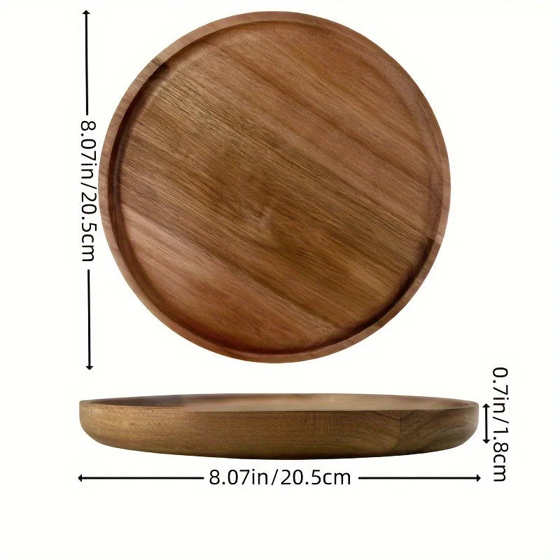 Japanese solid wood fruit plate multi-size high-value snack plate
