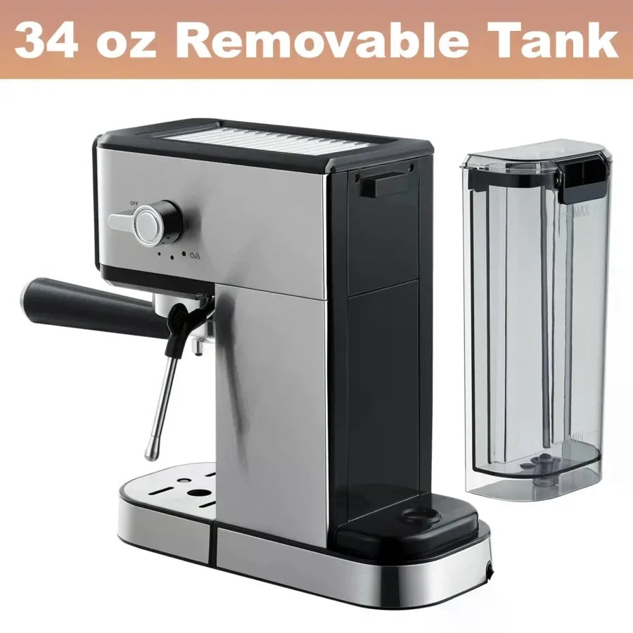 Espresso Machine with Dual Boiler, LCD Touch Control & Milk Frothier Compact Home Coffee Maker for Café Style Cappuccino & Latte,