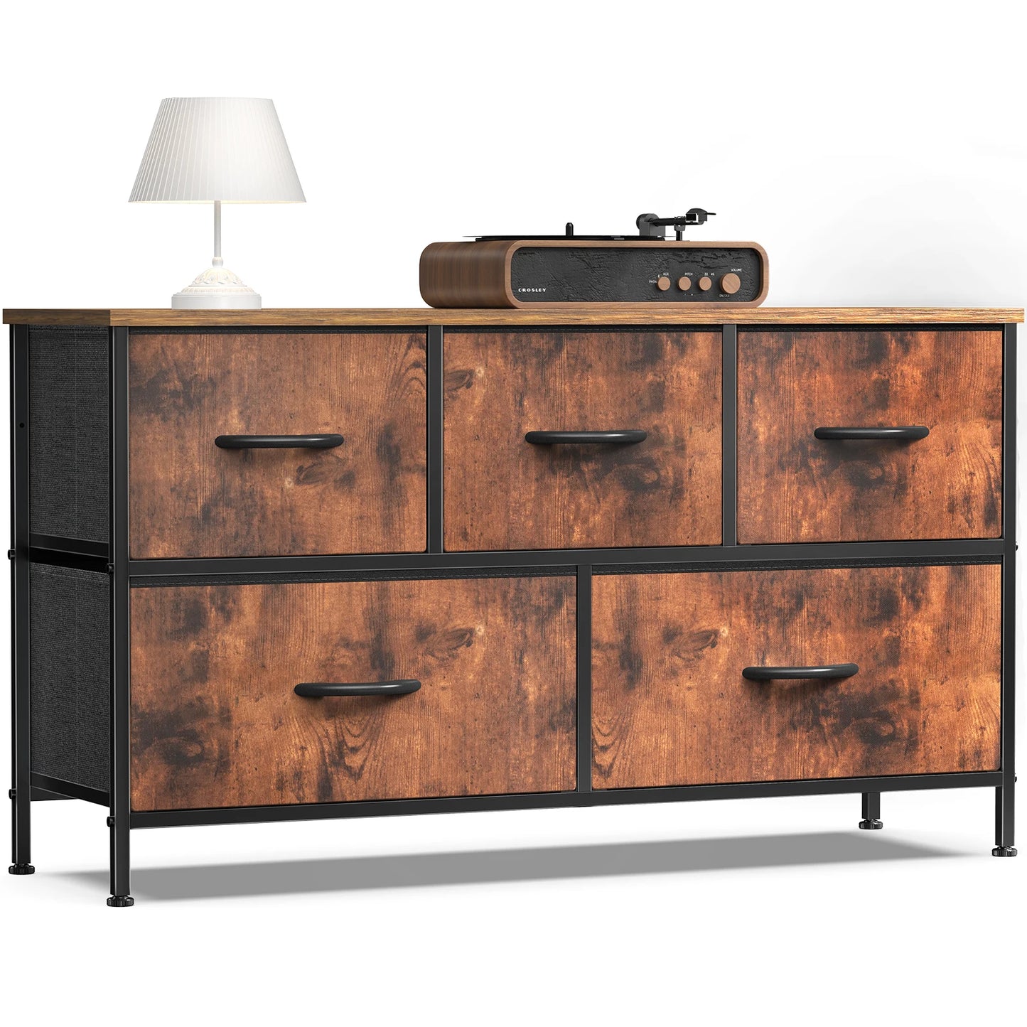JHK Cabinet Layers With 5 Fabric Drawers Wardrobe Steel Frame Storage Dresser