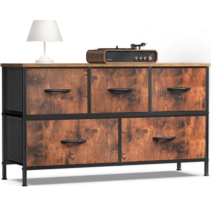 JHK Cabinet Layers With 5 Fabric Drawers Wardrobe Steel Frame Storage Dresser