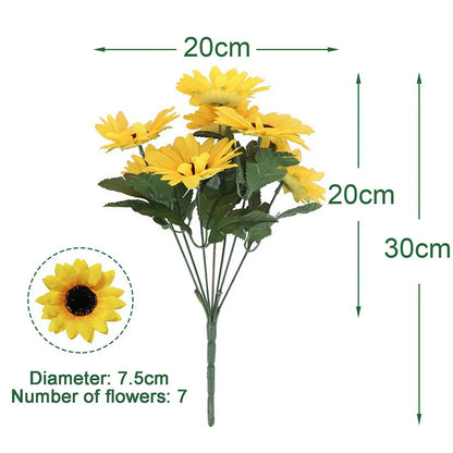 1 Bunch 7 Heads Artificial Sunflowers 29cm Flower Bouquet