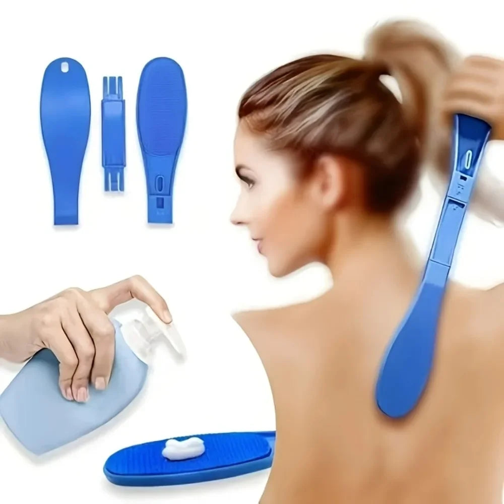 Foldable Back Bath Brush Long Handle Body Scrubber Easy Reach Back Shower