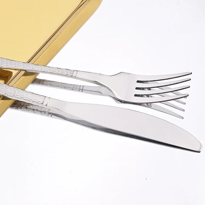 Stainless Steel Dinnerware Set Knife Fork Spoon Dinner Set Kitchen Silver Flatware