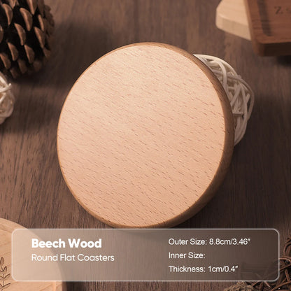 Wood Coaster Round Square Beech Wood Cup Mat Durable Heat Resistant Pad Placemats 8.8cm/3.46in