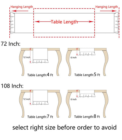 Cotton Ruffles Table Runner Fabric Decor Solid Color