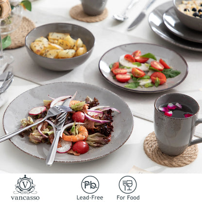 Navia Grey Ceramic Stoneware Dinnerware Set