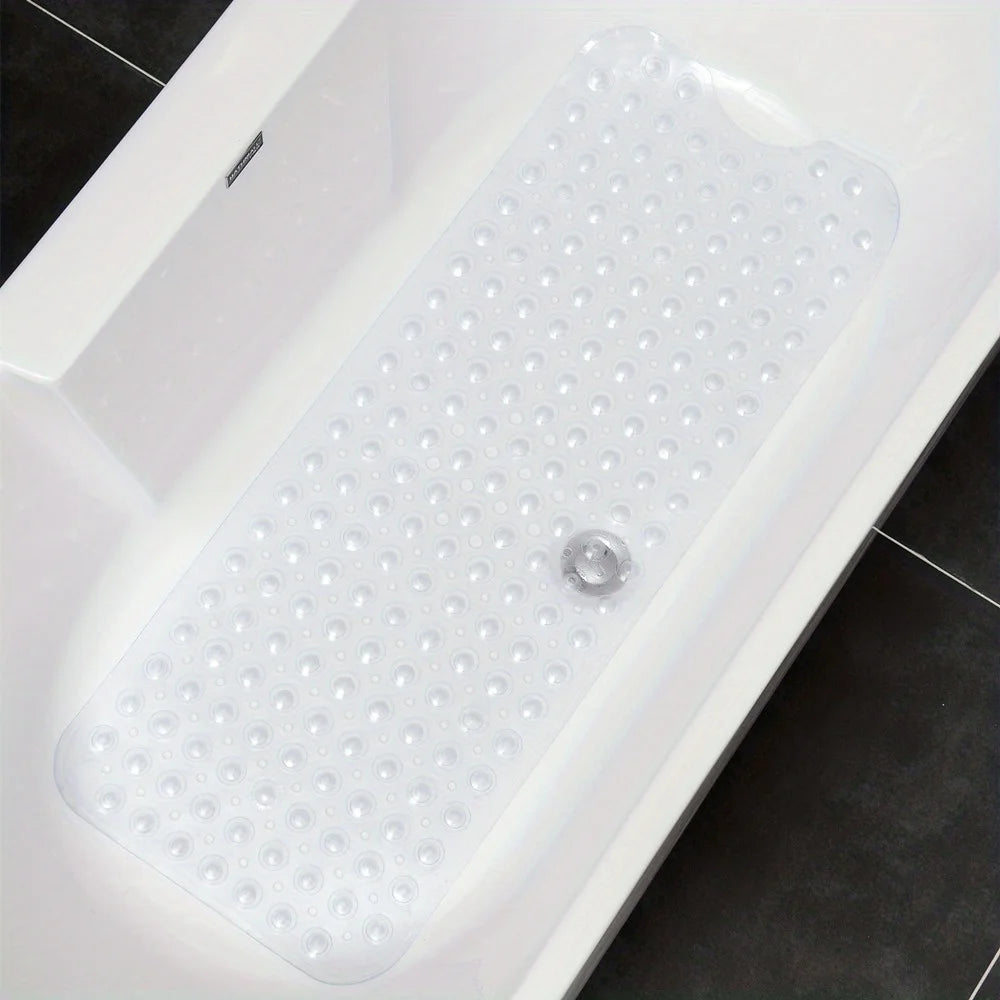 1Pc non-slip shower mat bathtub mat with drain holes and suction cups machine washable