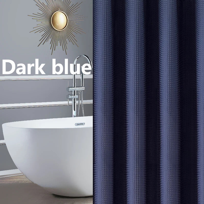 Thickened Waffle Solid Color Shower Curtain, Non-porous Double-sided Waterproof and Mildew