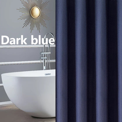 Thickened Waffle Solid Color Shower Curtain, Non-porous Double-sided Waterproof and Mildew