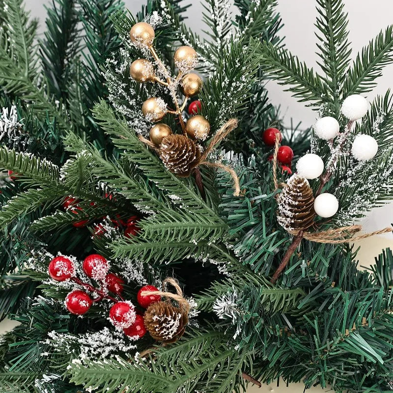 1/20x Snowflake Pinecone Berry Branch Artificial Red Berry Pine Needle DIY Wreath