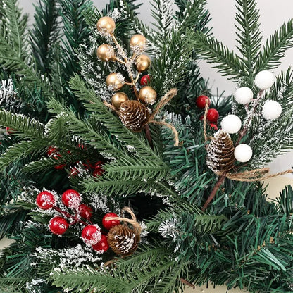 1/20x Snowflake Pinecone Berry Branch Artificial Red Berry Pine Needle DIY Wreath
