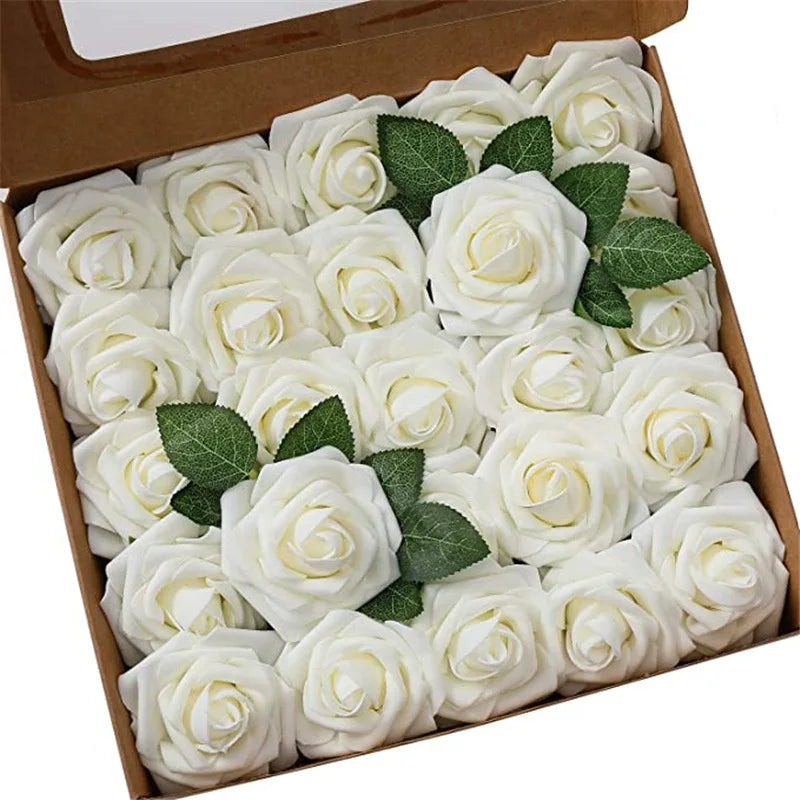 10~100pcs Rose Artificial Flowers Foam Fake Roses Wedding Bouquets Centerpieces
