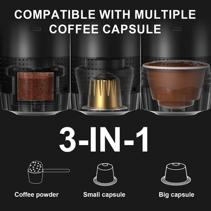Wireless Electric Portable Espresso Coffee Machine for Home Camping Coffee Maker 3-in-1 Capsule Powder Travel Coffee Maker