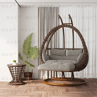 Hanging basket rattan courtyard double swing lazy chair