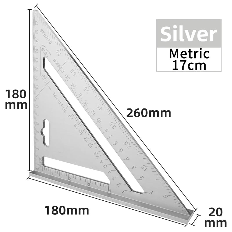 Triangle 7Inch Measurement Tool Square Angle Woodworking Square Triangular Metric