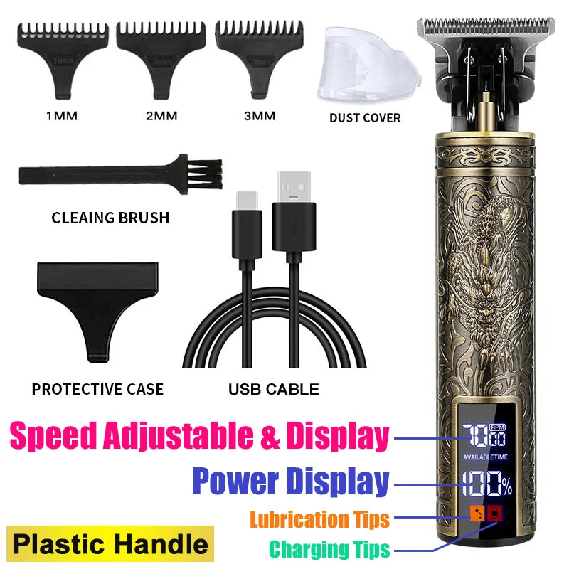 Hair Clippers for Men Professional Zero Gapped T-Blade Trimmer Cordless Rechargeable Edgers Clippers Electric Beard