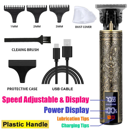 Hair Clippers for Men Professional Zero Gapped T-Blade Trimmer Cordless Rechargeable Edgers Clippers Electric Beard