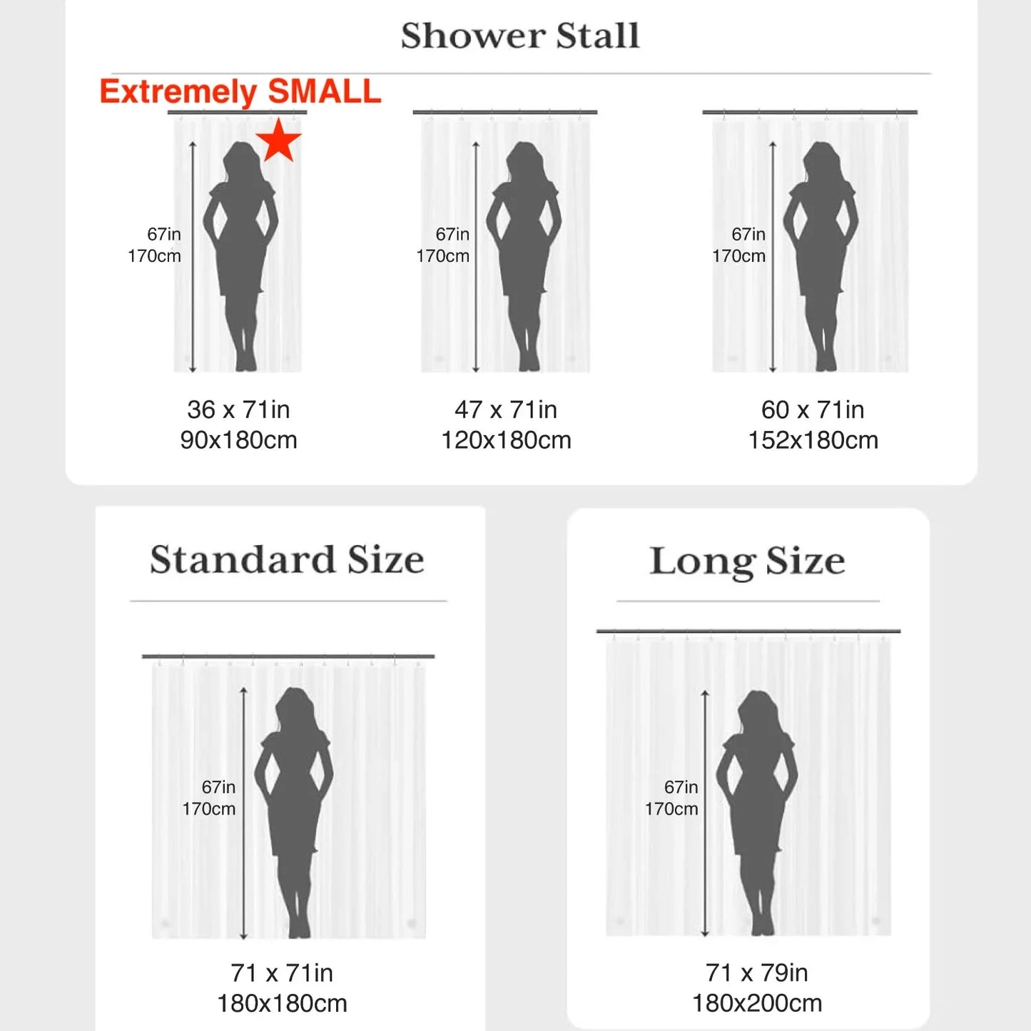 1pc Lightweight Shower Curtain Liner with Bottom Magnets, Waterproof Plastic
