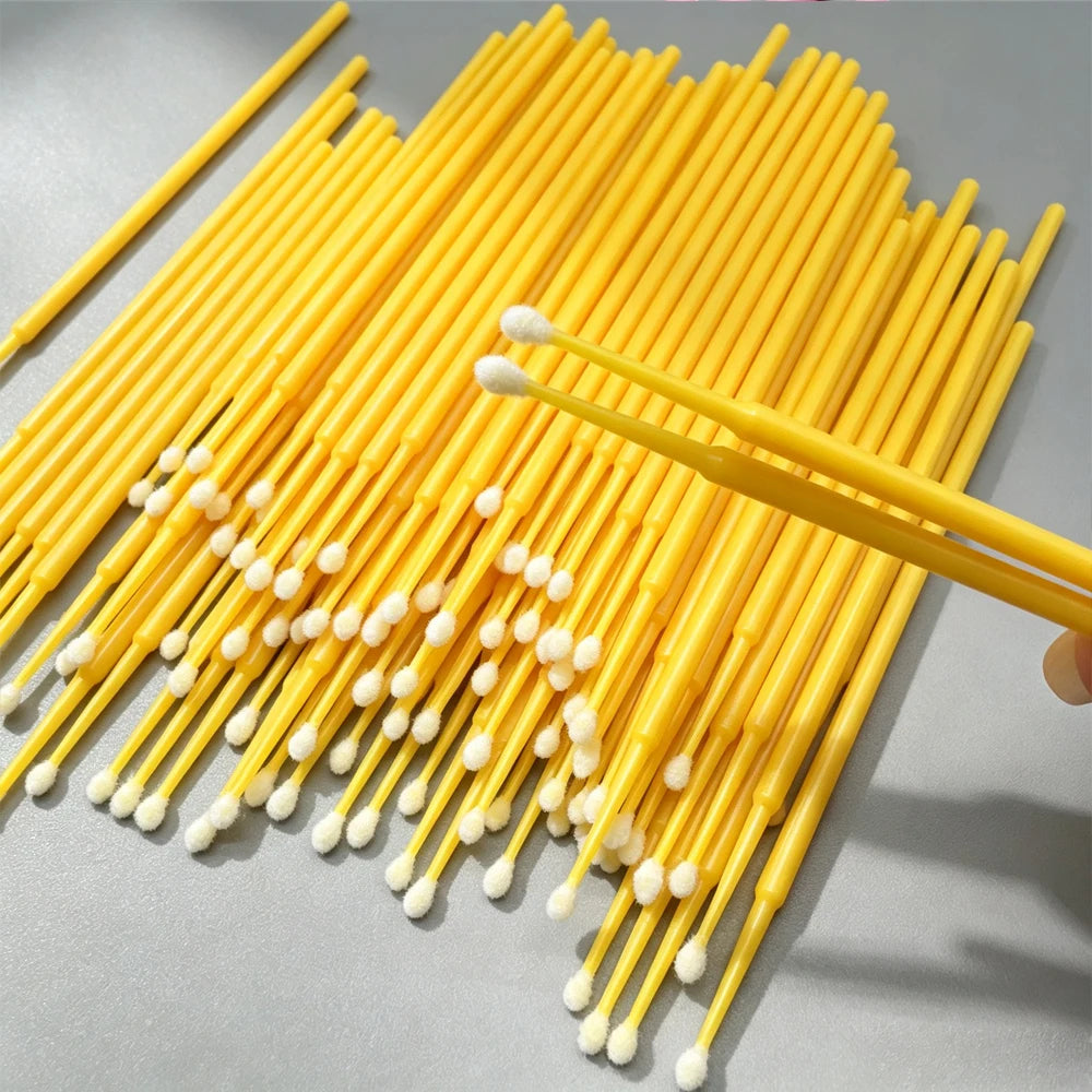 100Pcs Eyelash Cleaning Brush Lash Extension Micro Cotton Swab Individual Eyelashes