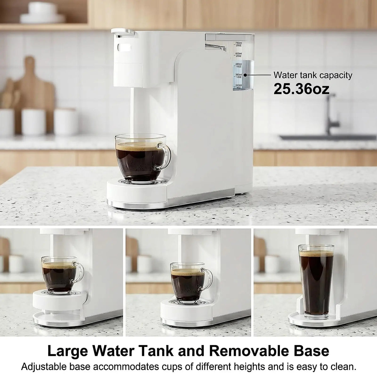 Single-Serve Coffee Maker, 4 in 1 Hot and Iced Coffee Machine, K-Cup Pod, NES Original DG Pod, Customizable Brew Volume, Heats up in 3 Seconds