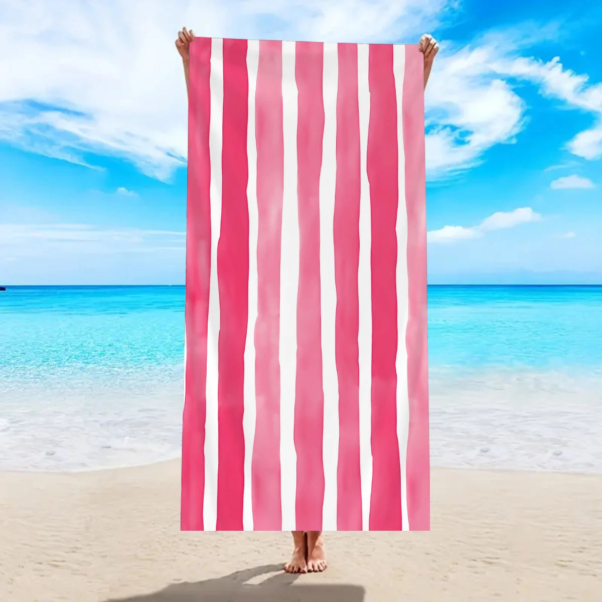 1pc fashionable colorful striped large beach towel, quick drying absorbent swimming beach towel,