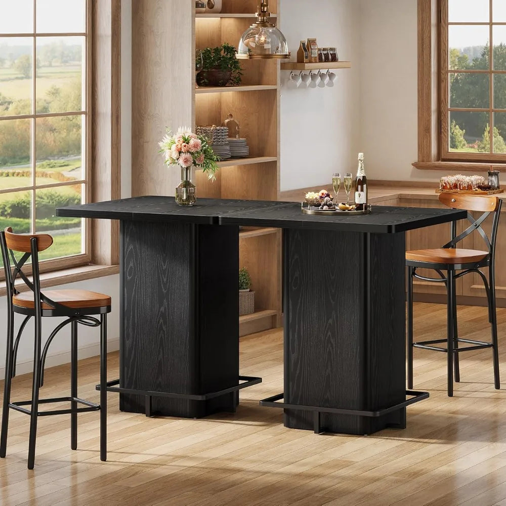 Bar Table, 39.37" High Square Pub Table for Small Bars.