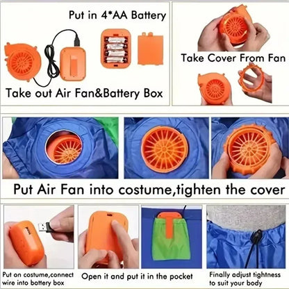 Inflatable Bee Costume for Adults Funny Bumblebee Cartoon Insect Mascot Suit with Blower Fan Battery Powered Halloween Party