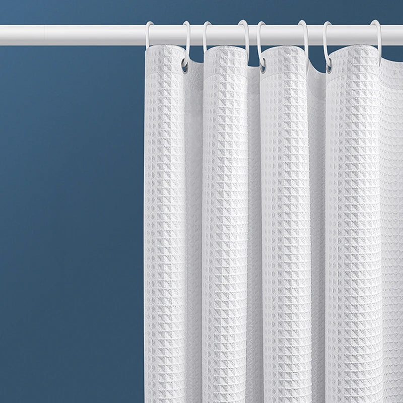 Thickened Waffle Solid Color Shower Curtain, Non-porous Double-sided Waterproof and Mildew