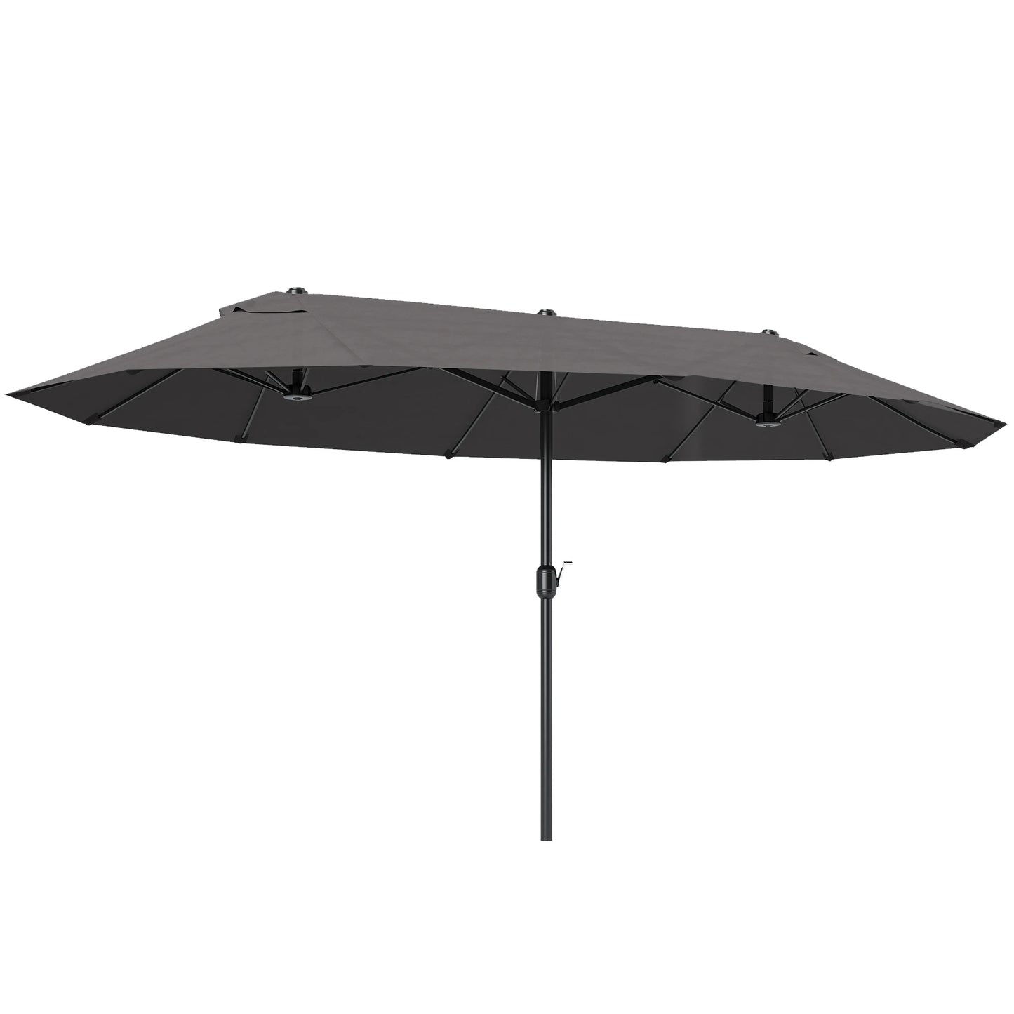 Extra Large 15' Patio Umbrella, Double-Sided Outdoor Pool Umbrella with Crank Handle, Gray