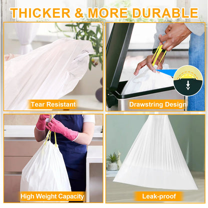 100PCS Household Trash Drawstring Bags 13 Gallon Strong Large