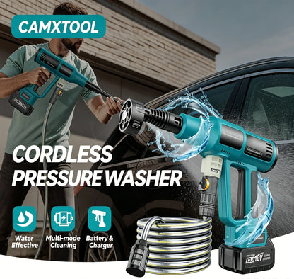 Cordless Pressure Washer, 6-in-1 Nozzle 700PIS Handheld Portable Battery & Charger for Car