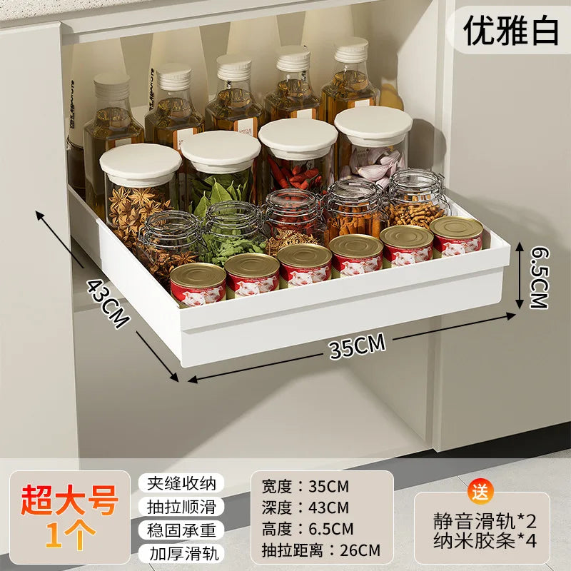 Heavy-Duty No-Drill Magic Tray Slide-Out Organizer for Cabinets