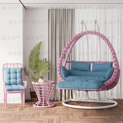 Hanging basket rattan courtyard double swing lazy chair