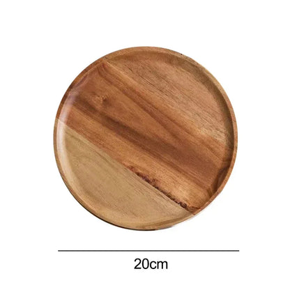 Dish10/15/20/25cm Wooden Round Serving Platter Tray